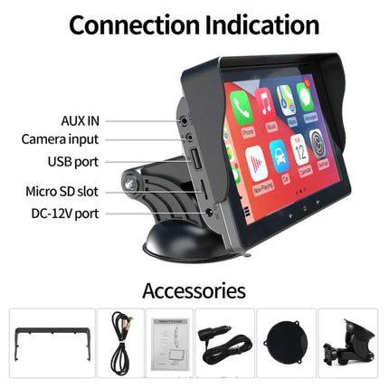 Sistema de navegación portátil con CarPlay y Android Auto | 7 pulgadas | Bluetooth | Transmisor FM