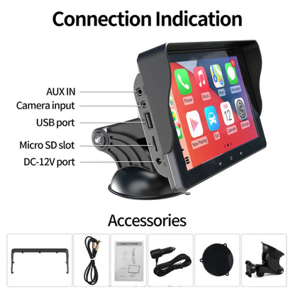 Sistema de navegación portátil con CarPlay y Android Auto | 7 pulgadas | Bluetooth | Transmisor FM | AUX