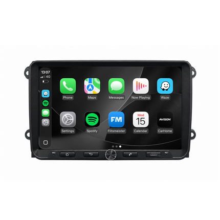 Autorradio con navegación QLED de 9" para VW, Seat & Skoda - CarPlay inalámbrico & Android Auto - AVN-R599