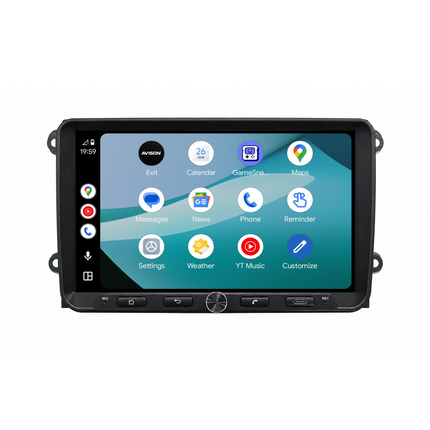 Autorradio con navegación QLED de 9" para VW, Seat & Skoda - CarPlay inalámbrico & Android Auto - AVN-R599