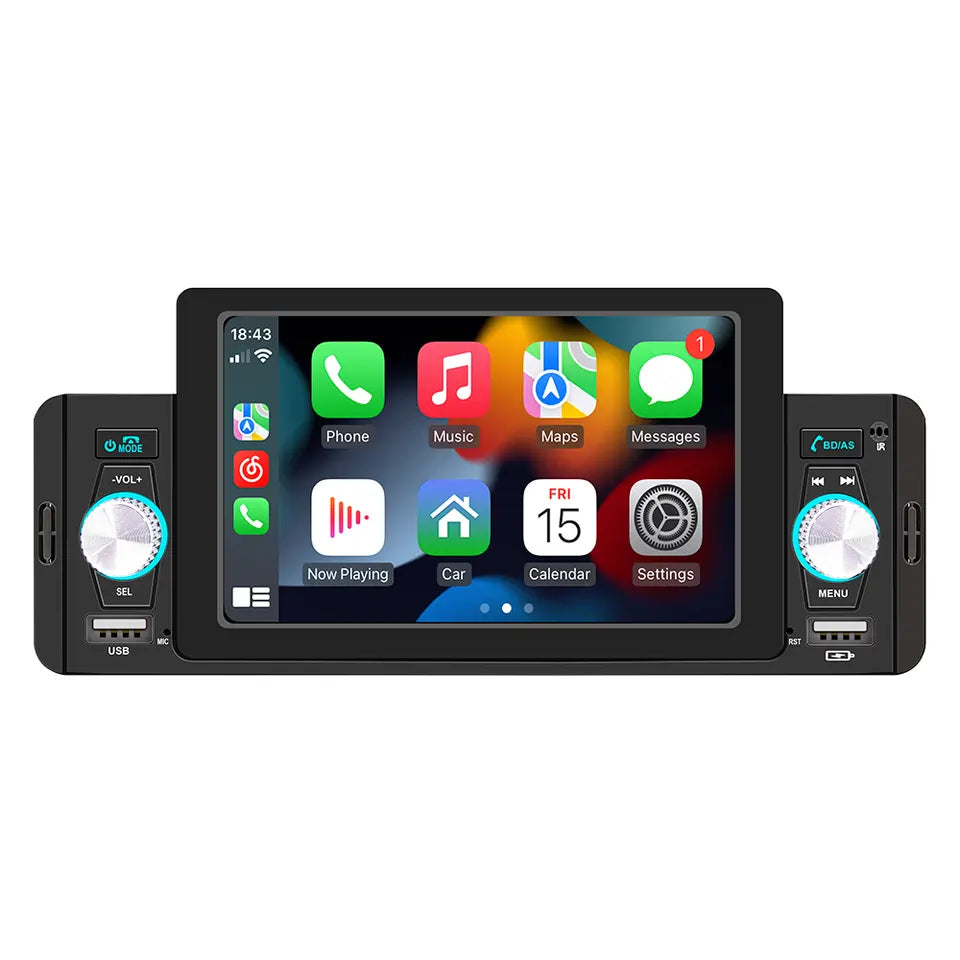 Equipo de música para coche 1 DIN 5" con CarPlay y Android Auto